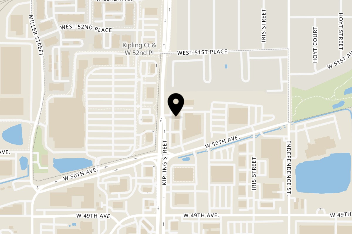 Map showing the location of Li'l Nick's Pizza on 5016 Kipling St in Wheat Ridge